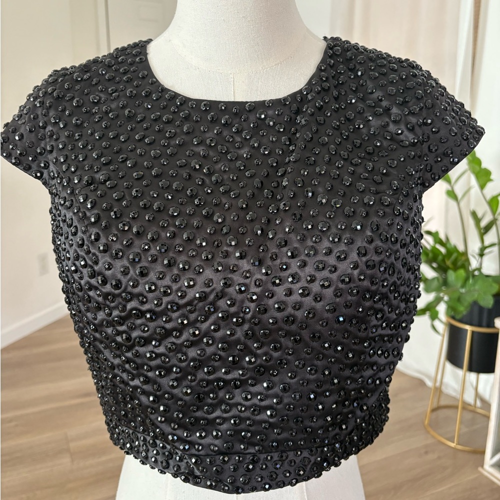 Narianna Black Embellished Crop Top